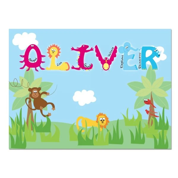 Personalised Blue Animal Alphabet Placemat 2 Personalised Blue Animal Alphabet Placemat - Image 2