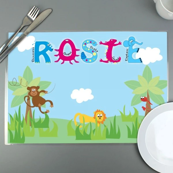 Personalised Blue Animal Alphabet Placemat 3 Personalised Blue Animal Alphabet Placemat - Image 3