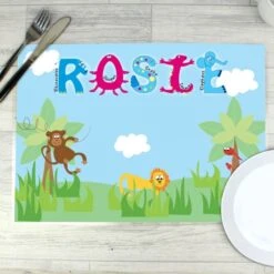 Personalised Blue Animal Alphabet Placemat 12 Personalised Blue Animal Alphabet Placemat -PERSONALISE STORE p0512q44 5