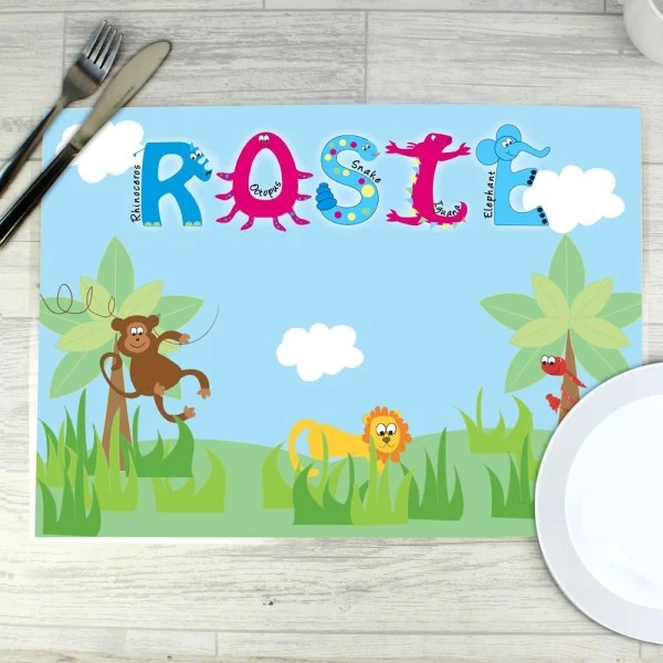Personalised Blue Animal Alphabet Placemat 6 Personalised Blue Animal Alphabet Placemat - Image 6