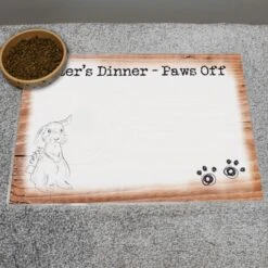 Personalised Scribble Bunny Pet Bowl Mat -PERSONALISE STORE p0512q51 2