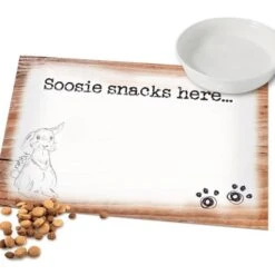 Personalised Scribble Bunny Pet Bowl Mat -PERSONALISE STORE p0512q51 3