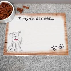 Personalised Scribble Dog Pet Bowl Mat -PERSONALISE STORE p0512q59 2