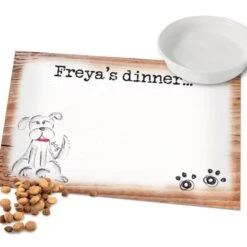 Personalised Scribble Dog Pet Bowl Mat -PERSONALISE STORE p0512q59 3