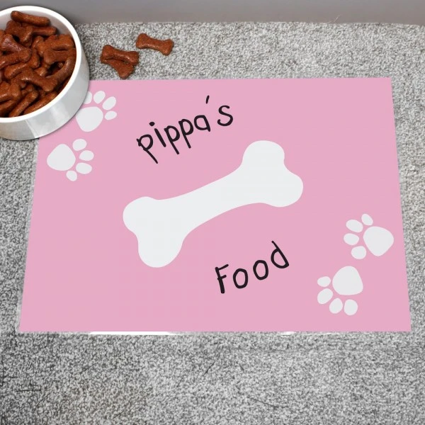 Personalised Pink Paw Print Dog Placemat 1 Personalised Pink Paw Print Dog Placemat