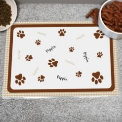 Personalised Brown Gingham Cat Pet Bowl Mat -PERSONALISE STORE p0512q63 2