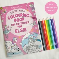 Personalised Princess & Unicorn Colouring Book With Pencil Crayons