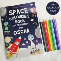 Personalised Space Colouring Book With Pencil Crayons