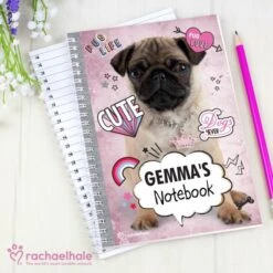 Personalised Rachael Hale Doodle Pug A5 Notebook -PERSONALISE STORE p0512z56 4