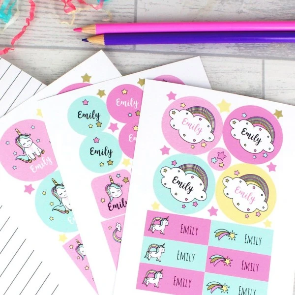 Personalised Baby Unicorn Sticker Set 1 Personalised Baby Unicorn Sticker Set
