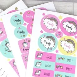 Personalised Baby Unicorn Sticker Set 8 Personalised Baby Unicorn Sticker Set -PERSONALISE STORE p0512z79 2