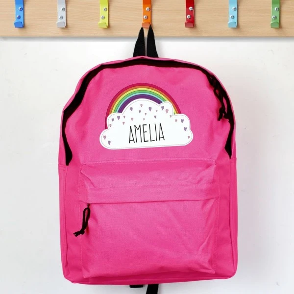 Personalised Rainbow Pink Backpack 3 Personalised Rainbow Pink Backpack - Image 3
