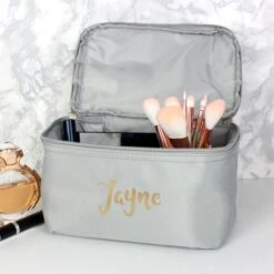 Personalised Gold Name Grey Toiletry Bag -PERSONALISE STORE p0710i30 2