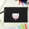 Personalised Cute Cat Black Pencil Case