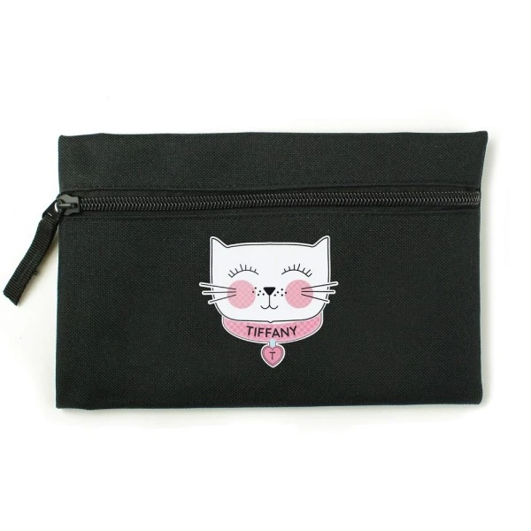 Personalised Cute Cat Black Pencil Case 5 Personalised Cute Cat Black Pencil Case - Image 5