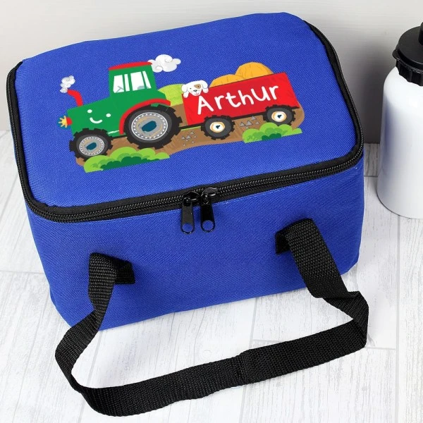 Personalised Tractor Blue Lunch Bag 3 Personalised Tractor Blue Lunch Bag - Image 3