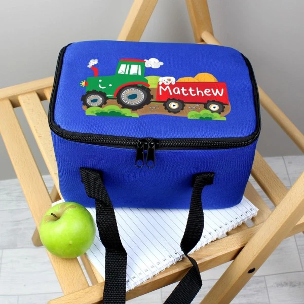 Personalised Tractor Blue Lunch Bag 4 Personalised Tractor Blue Lunch Bag - Image 4
