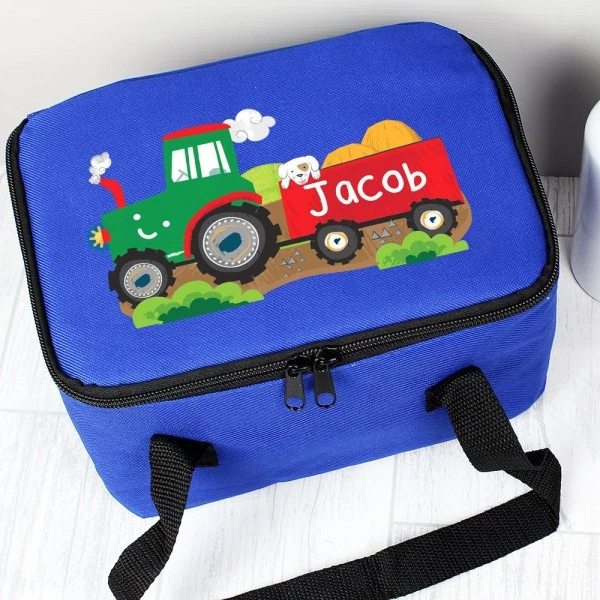 Personalised Tractor Blue Lunch Bag 5 Personalised Tractor Blue Lunch Bag - Image 5
