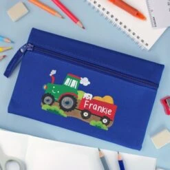 Personalised Tractor Blue Pencil Case -PERSONALISE STORE p0710j24 2