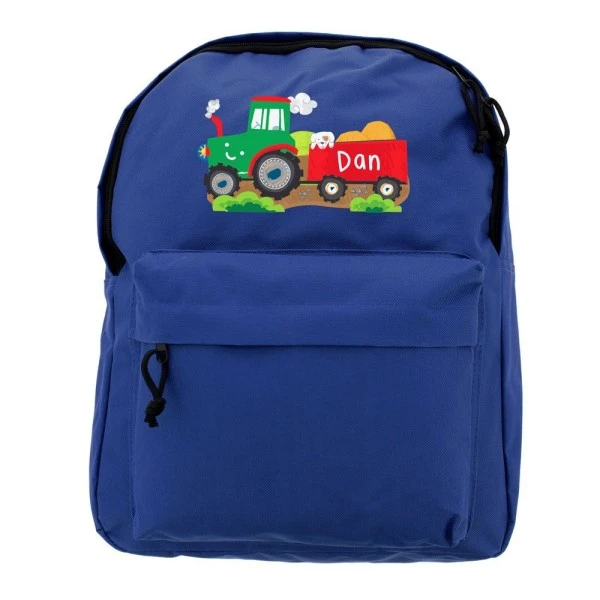 Personalised Tractor Blue Backpack 2 Personalised Tractor Blue Backpack - Image 2