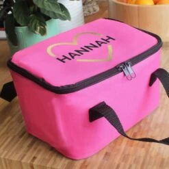 Personalised Gold Heart Black Lunch Bag -PERSONALISE STORE p0710j29 2
