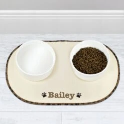 Personalised Brown Microfibre Paw Print Pet Bowl Mat -PERSONALISE STORE p0710j39 3