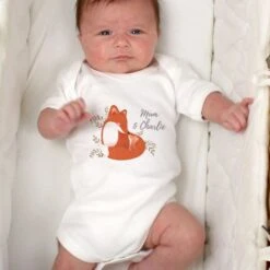 Personalised Mummy And Me Fox 0-3 Months Baby Vest -PERSONALISE STORE p0710j44 2