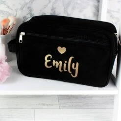 Personalised Gold Name Black Toiletry Bag -PERSONALISE STORE p0710j54 3