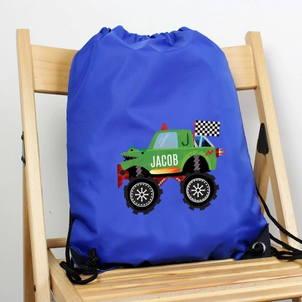 Personalised Monster Truck Blue Kit Bag 1 Personalised Monster Truck Blue Kit Bag