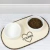 Personalised Love Heart Microfibre Pet Bowl Mat