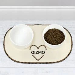 Personalised Love Heart Microfibre Pet Bowl Mat -PERSONALISE STORE p0710k13 2