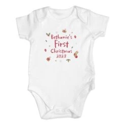 Personalised First Christmas 0-3 Months Baby Vest -PERSONALISE STORE p0710k50 2