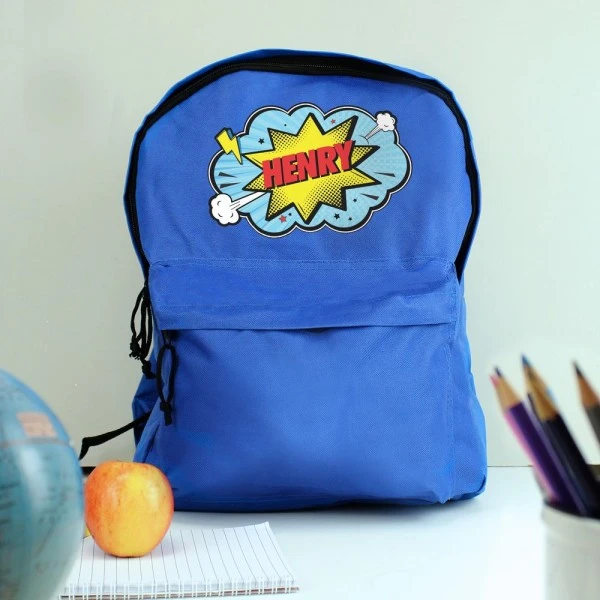 Personalised Superhero Blue Backpack 1 Personalised Superhero Blue Backpack