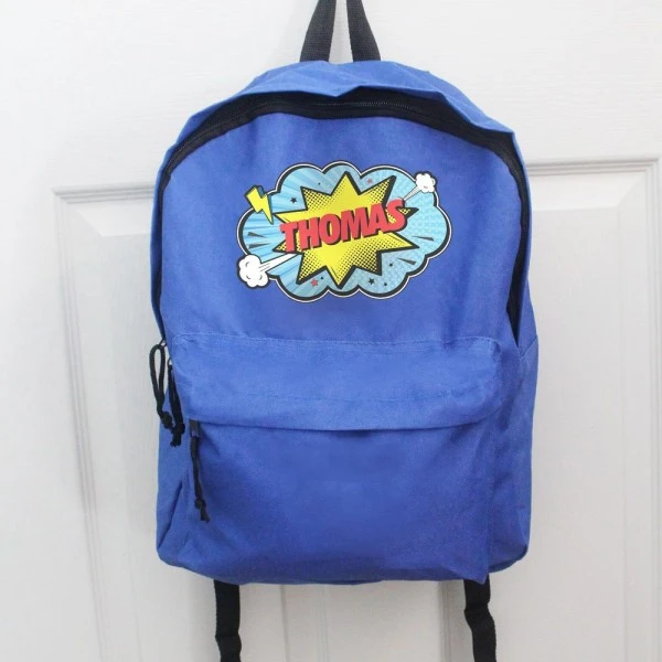Personalised Superhero Blue Backpack 4 Personalised Superhero Blue Backpack - Image 4