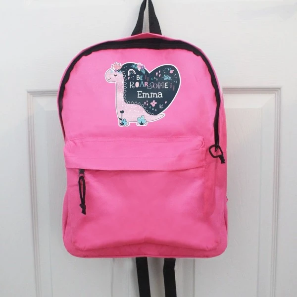 Personalised Dinosaur Pink Backpack 4 Personalised Dinosaur Pink Backpack - Image 4