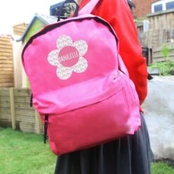 Personalised Flower Pink Backpack -PERSONALISE STORE p0710k99 2