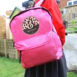 Personalised Leopard Print Pink Backpack -PERSONALISE STORE p0710l03 2