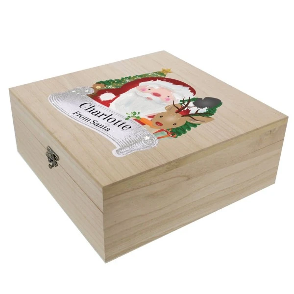 Personalised Colourful Santa Large Wooden Christmas Eve Box 2 Personalised Colourful Santa Large Wooden Christmas Eve Box - Image 2