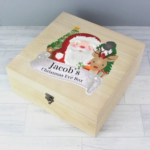Personalised Colourful Santa Large Wooden Christmas Eve Box 3 Personalised Colourful Santa Large Wooden Christmas Eve Box - Image 3