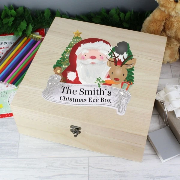 Personalised Colourful Santa Large Wooden Christmas Eve Box 4 Personalised Colourful Santa Large Wooden Christmas Eve Box - Image 4