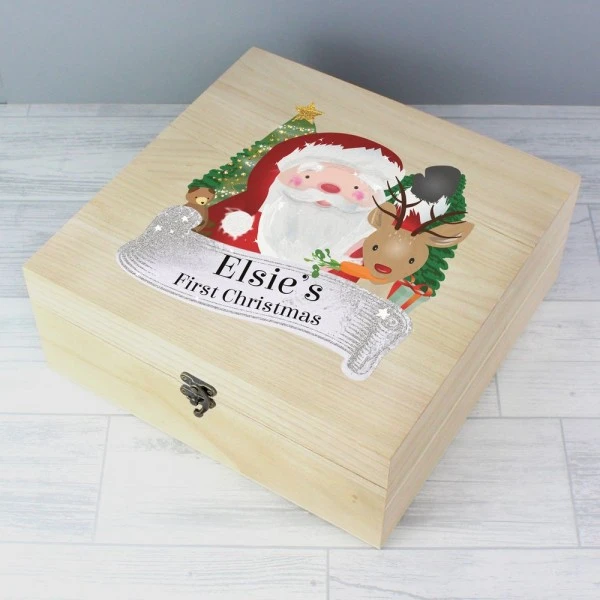 Personalised Colourful Santa Large Wooden Christmas Eve Box 5 Personalised Colourful Santa Large Wooden Christmas Eve Box - Image 5