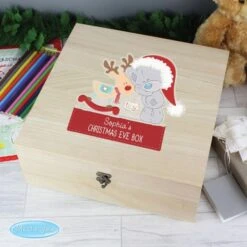 Personalised Colourful Tiny Tatty Teddy Large Wooden Christmas Eve Box -PERSONALISE STORE p071175 3