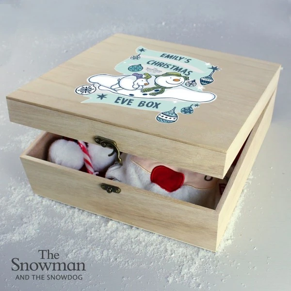 Personalised The Snowman And The Snowdog Large Wooden Christmas Eve Box 2 Personalised The Snowman And The Snowdog Large Wooden Christmas Eve Box - Image 2
