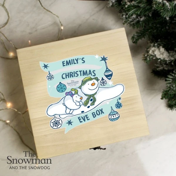 Personalised The Snowman And The Snowdog Large Wooden Christmas Eve Box 3 Personalised The Snowman And The Snowdog Large Wooden Christmas Eve Box - Image 3