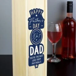 Personalised Happy Father's Day No. 1 Dad Wooden Wine Bottle Box -PERSONALISE STORE p0711a02 2