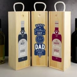 Personalised Happy Father's Day No. 1 Dad Wooden Wine Bottle Box -PERSONALISE STORE p0711a02 3