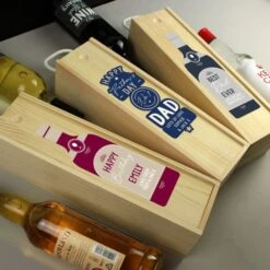 Personalised Happy Father's Day No. 1 Dad Wooden Wine Bottle Box -PERSONALISE STORE p0711a02 4