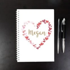 Personalised Confetti Hearts A5 Notebook -PERSONALISE STORE p0712a42 2
