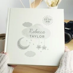 Personalised New Baby Moon & Stars Square Photo Album -PERSONALISE STORE p0712a49 2