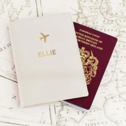 Personalised Gold Name Cream Passport Holder -PERSONALISE STORE p071410 2